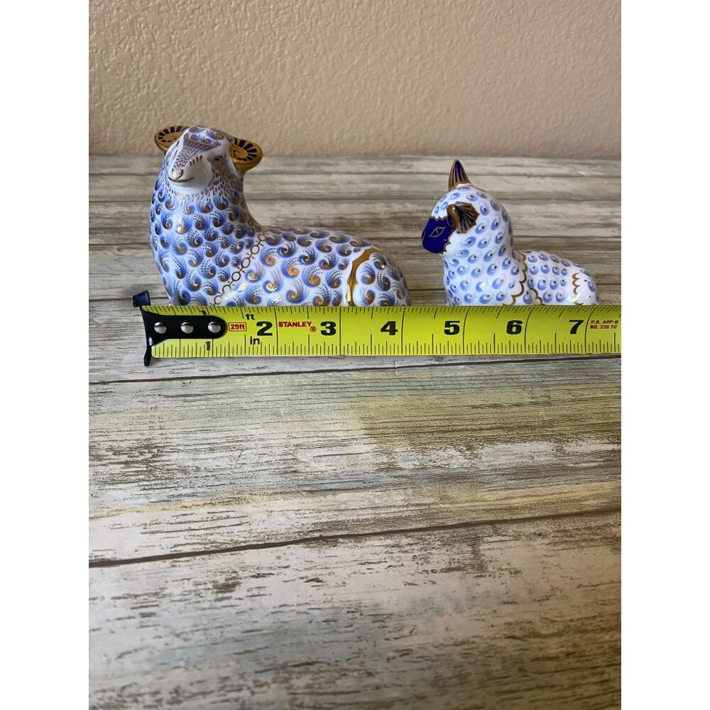 Royal Crown Derby Imari Ram & Lamb Paperweights – Gold Stopper Set of 2 1994 - Picture 5 of 15